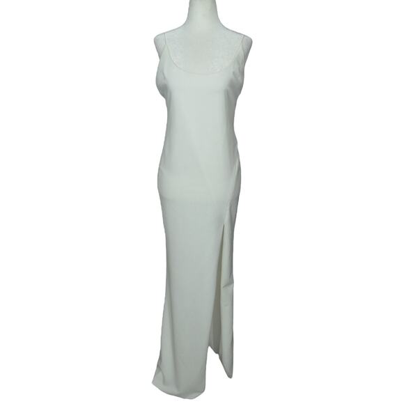 The Edit Women's M Alissa Formal Slip Dress White Low Back High Slit Bridal NWT - Picture 2 of 16